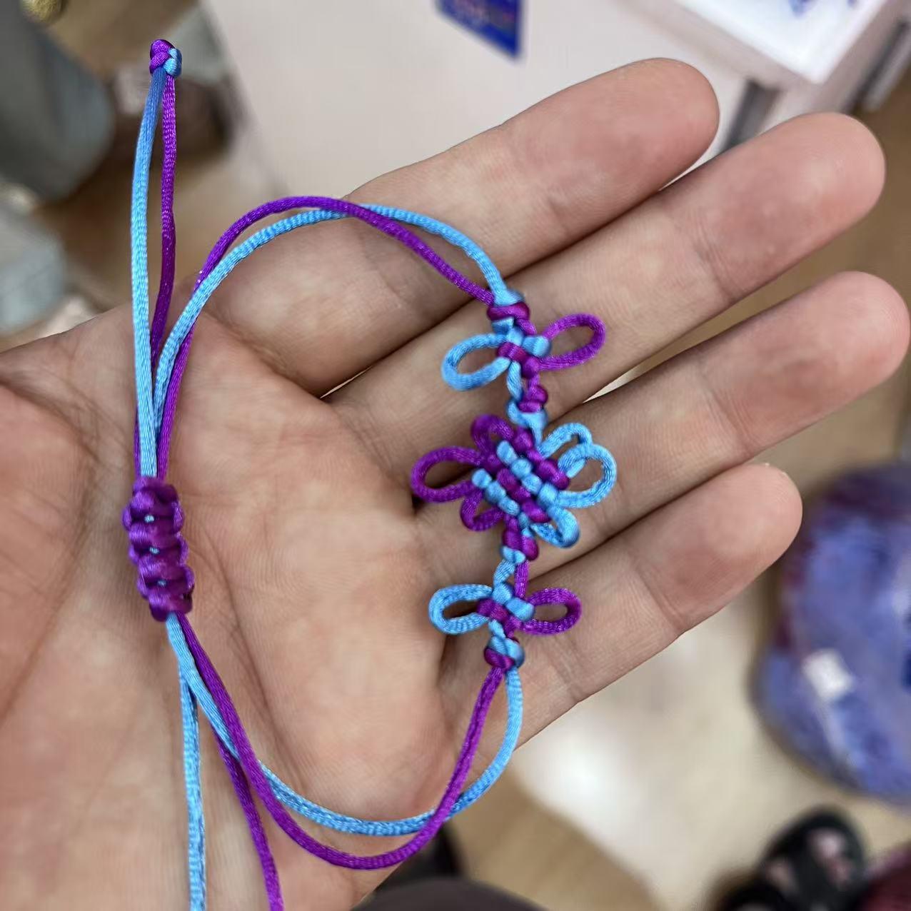 

**Colorful Jade Thread Chinese Knot Bracelet - Blue/Purple**