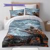 Name Custom Kratos God of War Pattern Bedding Set Quilt Cover Pillowcase Home Decor Gift (1 * Duvet Cover + 2 * Pillowcase, Without Core)