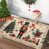 Nutcracker Christmas Bath Mats,Cartoon Soldier Xmas Pine Tree Bath Rug for Kids Teens Adults Bathroom Home Decoration