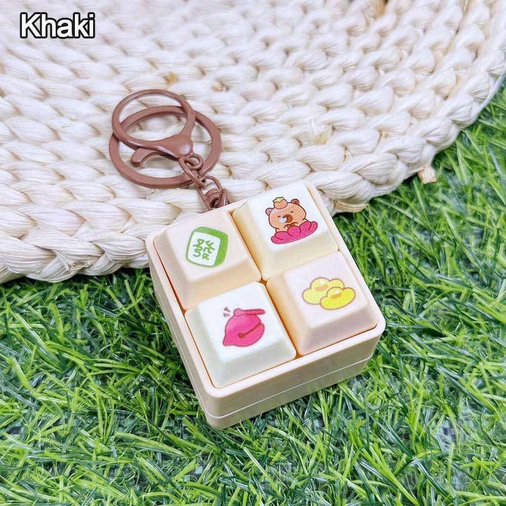 DIY Keyboard Finger Keyboard Caps Cartoon Four-square Keychain New Clicker Toy