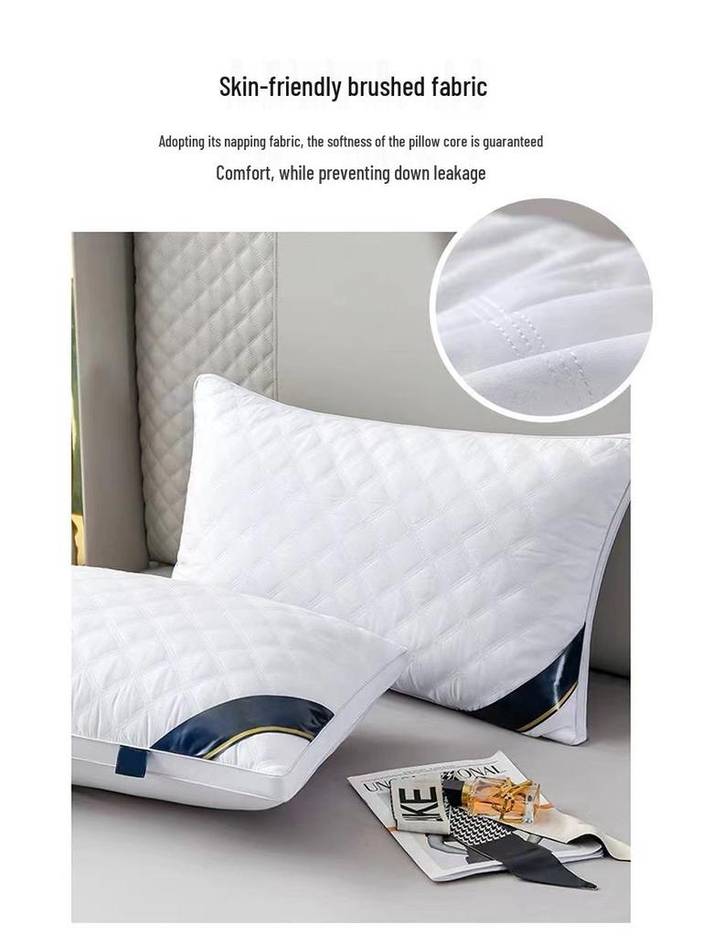 Luxury Five-Star Hotel Neck Protection Pillow - Ultra-Soft Feather Velvet, Perfect for Better Sleep In Dormitories; Resilient and Non-Collapsing.