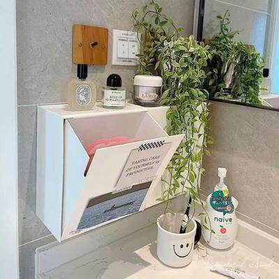 Wandmontierte, bohrfreie Badezimmer-Aufbewahrungsbox für diverse Gegenstände, Damenbinden und Taschentücher