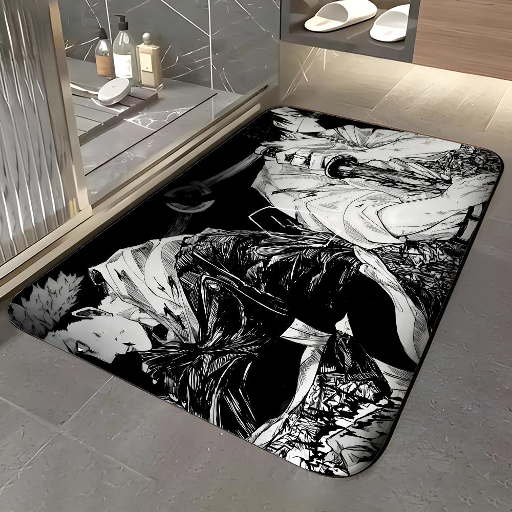 Anime J-Jujutsu Kaisen Floor Mat Soft Flannel Entrance Door Mat Non Slip Absorbent Bathroom Bedroom Floor Rug