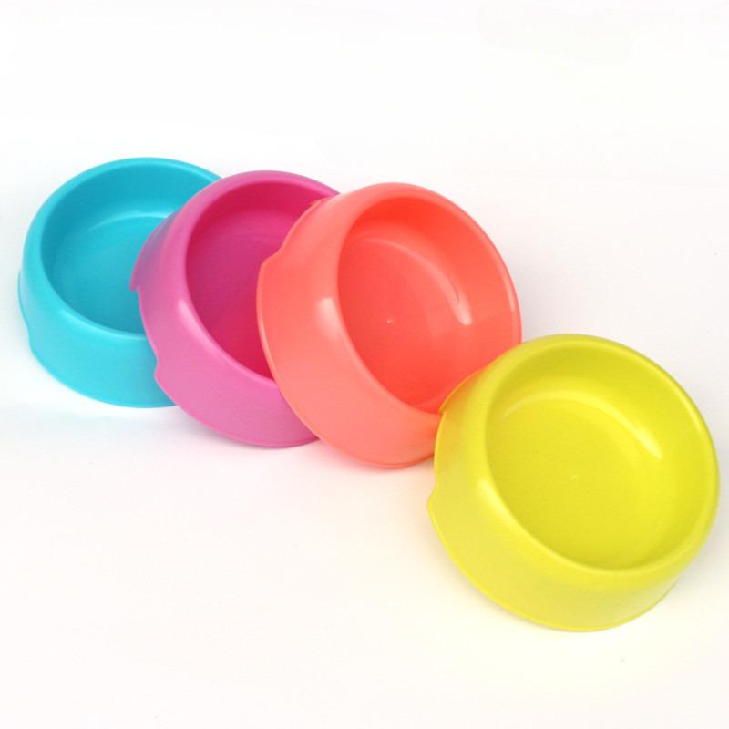 Bol Rond en Plastique pour Animaux de Compagnie Couleurs Bonbon Antidérapant Chien Chat Aliment Eau Abreuvoir Anti-Renversement Accessoires pour Animaux MIT