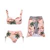 1011 European and American bikini new coconut tree printing holiday atmosphere split swimsuit set female explosion