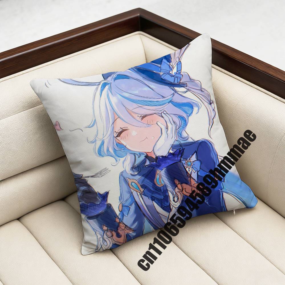 Genshin Impact Furina Throw Pillow Case Sham 45X45Cm 35X35Cm Square Home Pillowcase Cushion Cover