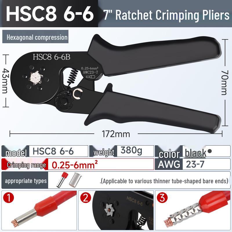 Electrician's Quad-Sided Crimping Pliers for Cold Press Copper and Wire Lugs, Terminals.