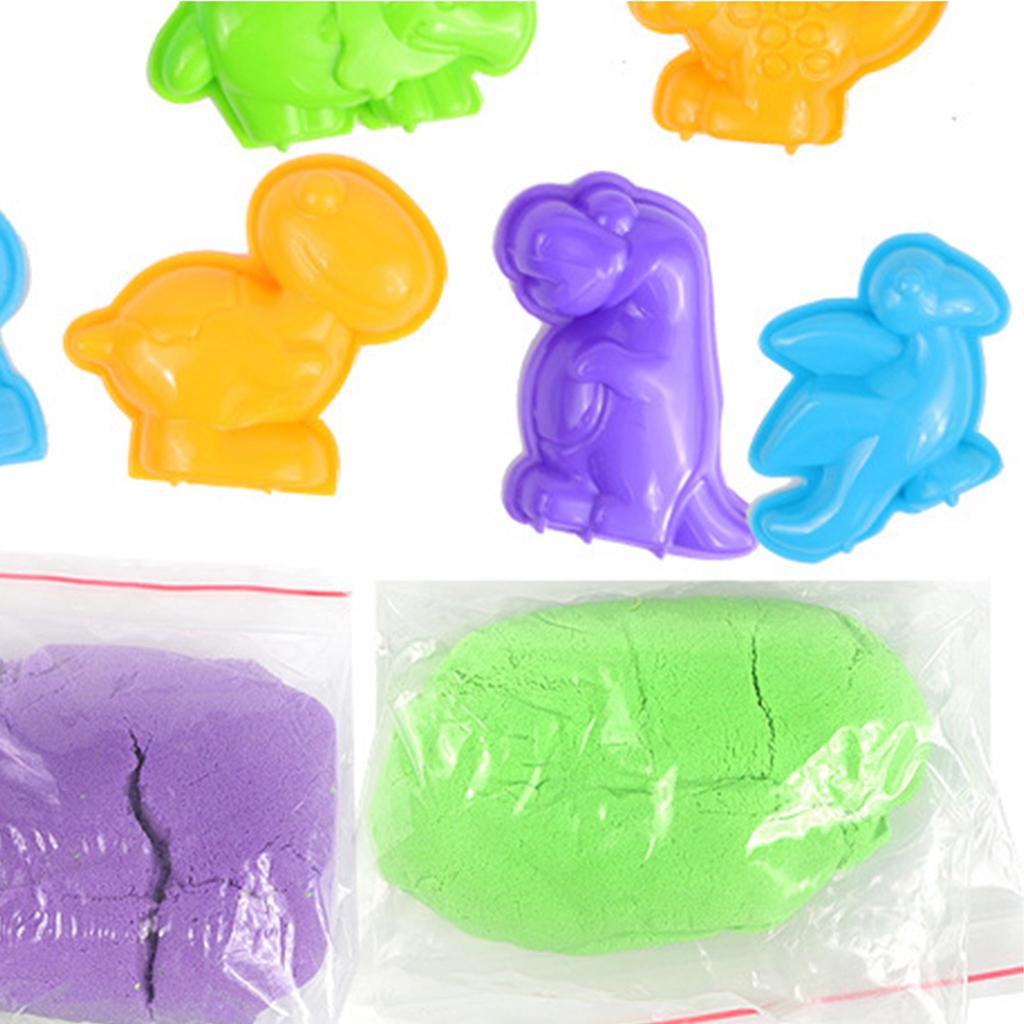 Dětská sada na hraní s pískem Stimuluje představivost Udržuje vlhkost Bezpečný barevný písek na hraní pro děti Dinosaurus