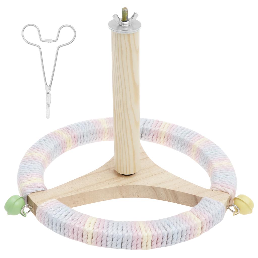 Parrot Perch Wood Stand Bird Rotary Steering Wheel Tooy Bird Interactive Training Perch Pet Birdcage Toy Portable Outdoor