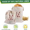 Yousheng Drawstring პურის ჩანთა მრავალჯერადი გამოყენებადი თეთრეულის პურის შესანახი ჩანთა ხელნაკეთი პურის პურის კონტეინერი გაუფერულებული საკვები მშრალი ხილის ჩანთა სამზარეულოს გაჯეტები