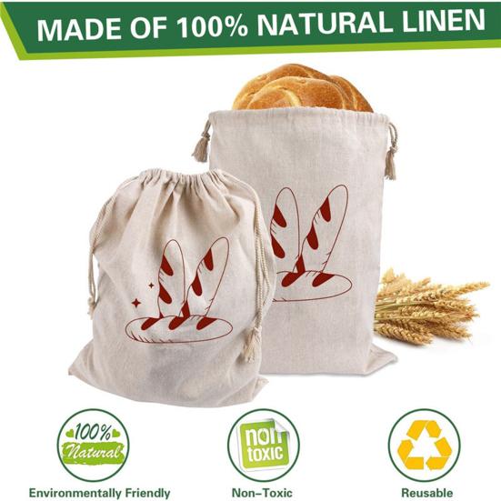 Yousheng Drawstring პურის ჩანთა მრავალჯერადი გამოყენებადი თეთრეულის პურის შესანახი ჩანთა ხელნაკეთი პურის პურის კონტეინერი გაუფერულებული საკვები მშრალი ხილის ჩანთა სამზარეულოს გაჯეტები