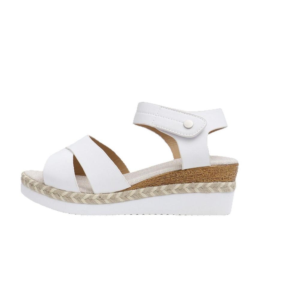 Large Size Wedge Heel Sandals Women's Summer 2025 New Velcro Word Band Fashion Lightweight Sandals Women