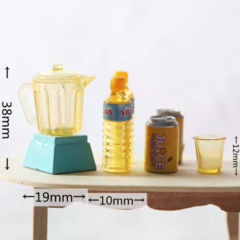 6Pcs/Set 1/12 Dollhouse Miniature Accessories Kitchen Mini Juicer Beverage Model