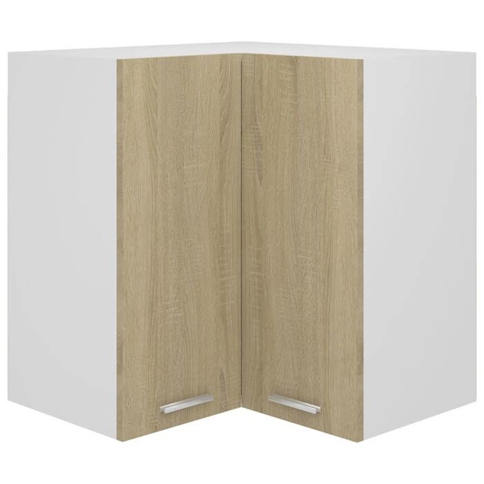 Hanging Corner Cabinet - vidaXL - Sonoma Oak - Engineered Wood - 57x57x60 Cm - Contemporary
