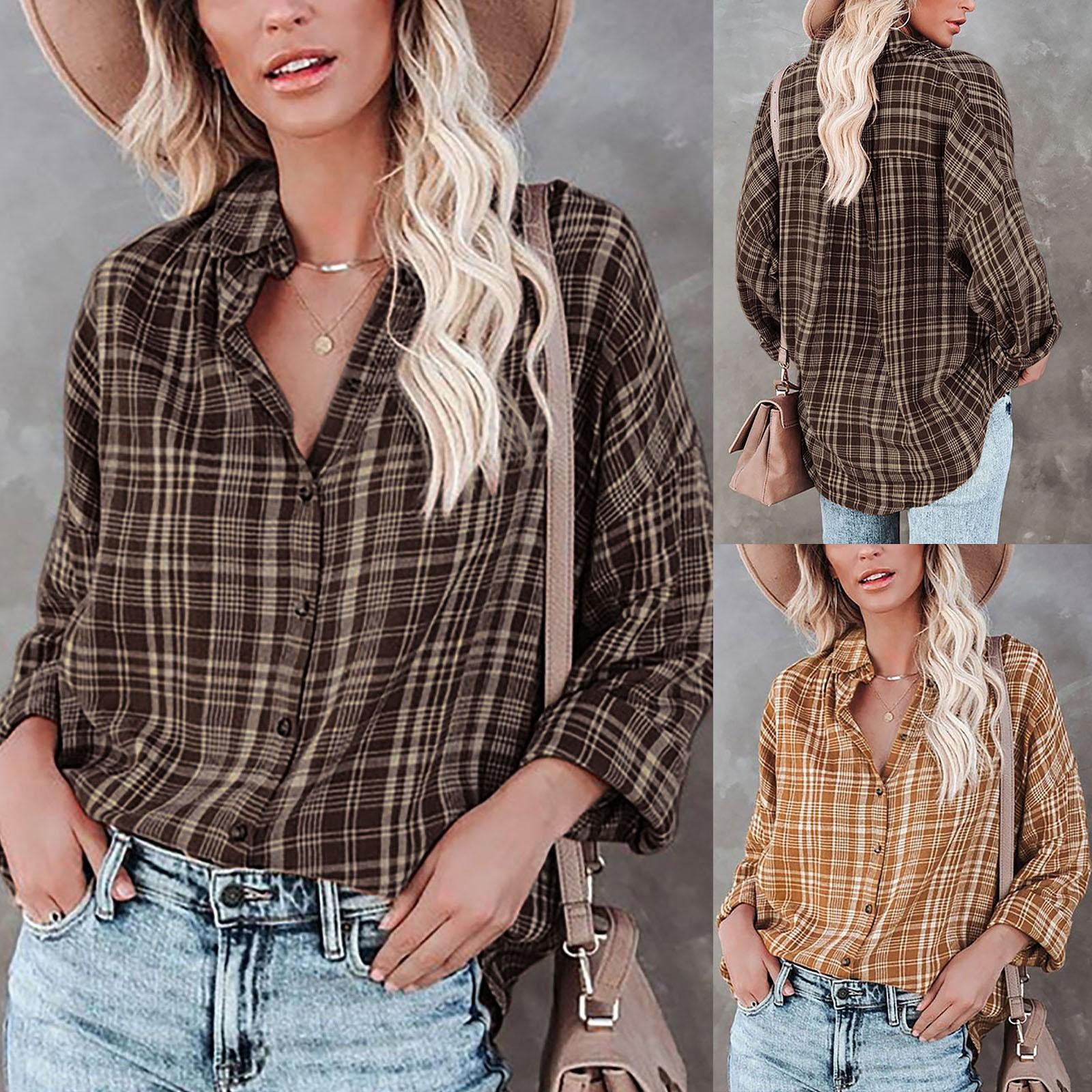 

Женская модная клетчатая рубашка-кардиган с длинными рукавами и принтом