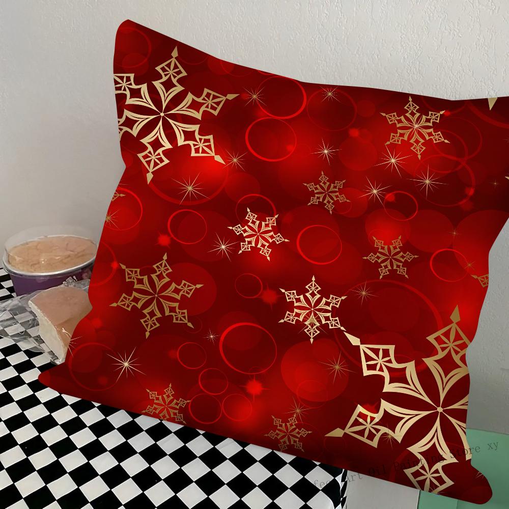 Red Christmas Pillow Case Fashion Square Pillowcase Bedroom Sofa Room Ins Decoration Leisure Cushion Cover 40x40