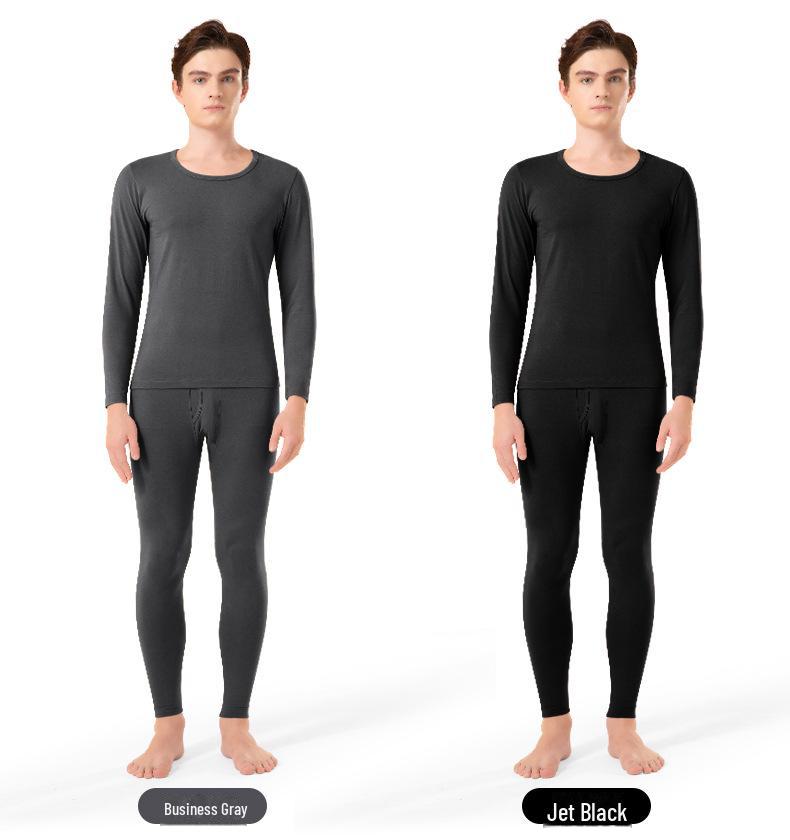 Women's Seamless Thermal Underwear Set - Antibacterial, High Elastic, Plus Velvet, Thin, Long Sleeve, Round Neck, Cotton Blend, Autumn.