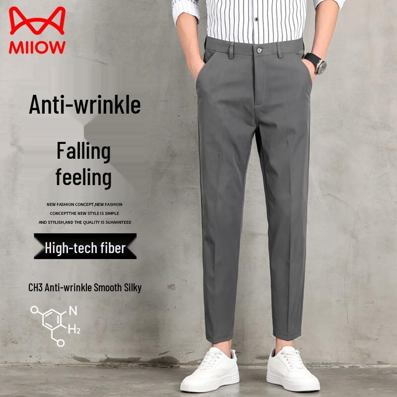 

MaoRen Men s Warm Fleece-Lined Straight-Leg Business Casual Trousers 31