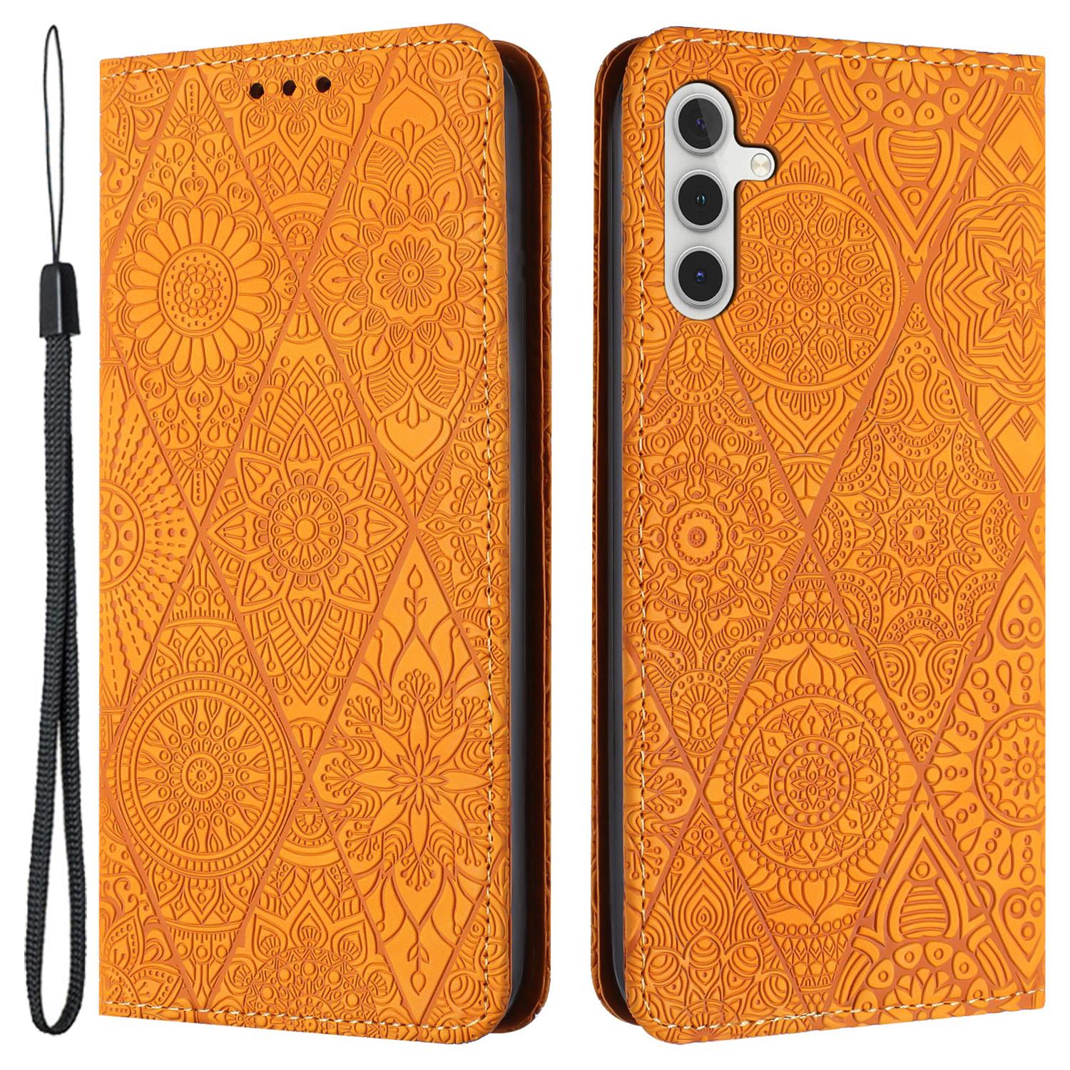 

Магнитный чехол для телефона Samsung Galaxy A35 5G с принтом, кошелек-обложка из ПУ кожи Yellow