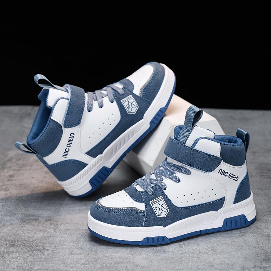 

2025 Новые модные детские кроссовки для мальчиков и девочек, повседневная обувь для бега, спортивная обувь с высоким берцем, детские нескользящие баскетбольные кроссовки 39 небесно-голубой