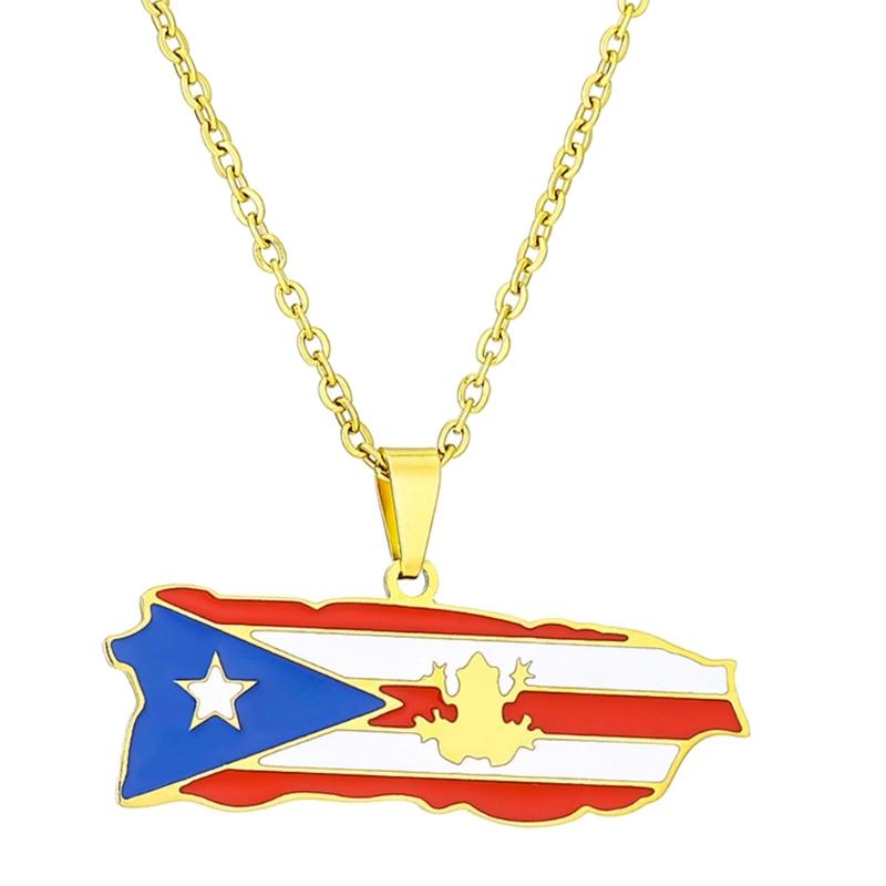 Versatile Puerto Rico Flag Pendant Necklace Puerto Rico Culture Necklace Fashion Jewelry Suitable for Various Occasion