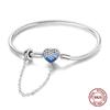 Pink Love Heart Silver 925 Bracelet Original Bracelets Zircon Cat Paw Snake Chain For DIY Charms 17-20CM Wedding Jewelry Gifts