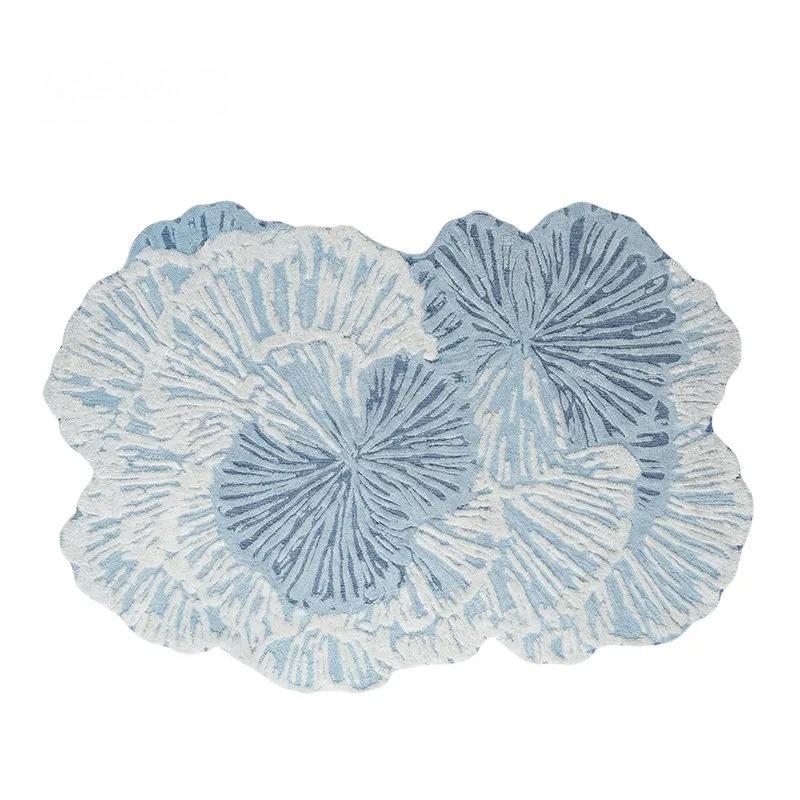 Art Style Carpets for Living Room Light Luxury Bedroom Decor Carpet Fluffy Soft Irregular Shape Bedside Rug Home Plush Floor Mat