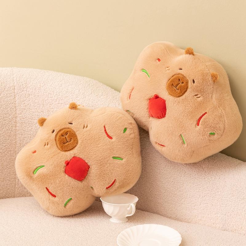 Non-Toxic Christmas Pillow Capybara Gingerbread Stuffed Throw Plush Sofa Backrest Home Room Decro