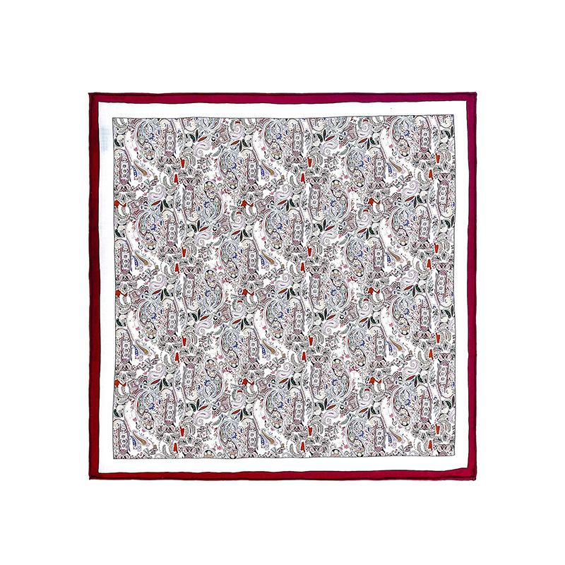 Mulberry silk wool 65 silk wool blended red swaying square scarf women s spring and autumn handmade hemming high-end silk scarf standard
