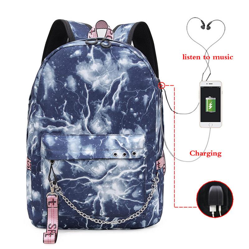 Blank backpack USB chain webbing bag Casual student schoolbag Heat transfer solid color backpack Support making