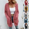 Women'S And Winter Fashion Solid Color Colorblock Knitted Cardigan Sweater Coat And Winter Long-Sleeved Coat Cardigan