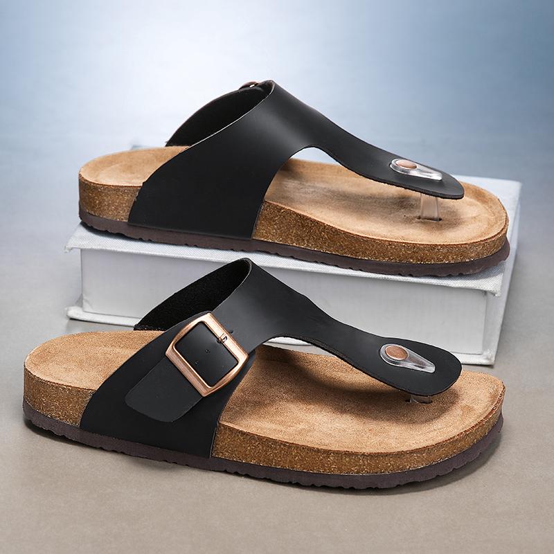 

Fashion Leisure Walk Men s Half Drag Sandals New Arrival Cork Footbed Slides Nonslip Beach Flats Summer Sandals Vacation Male Slippers 36 чёрный