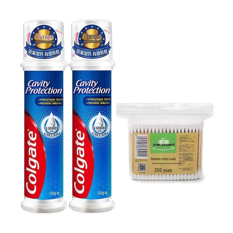 Colgate Anti-Cavity Toothpaste & Cotton Swabs Bundle