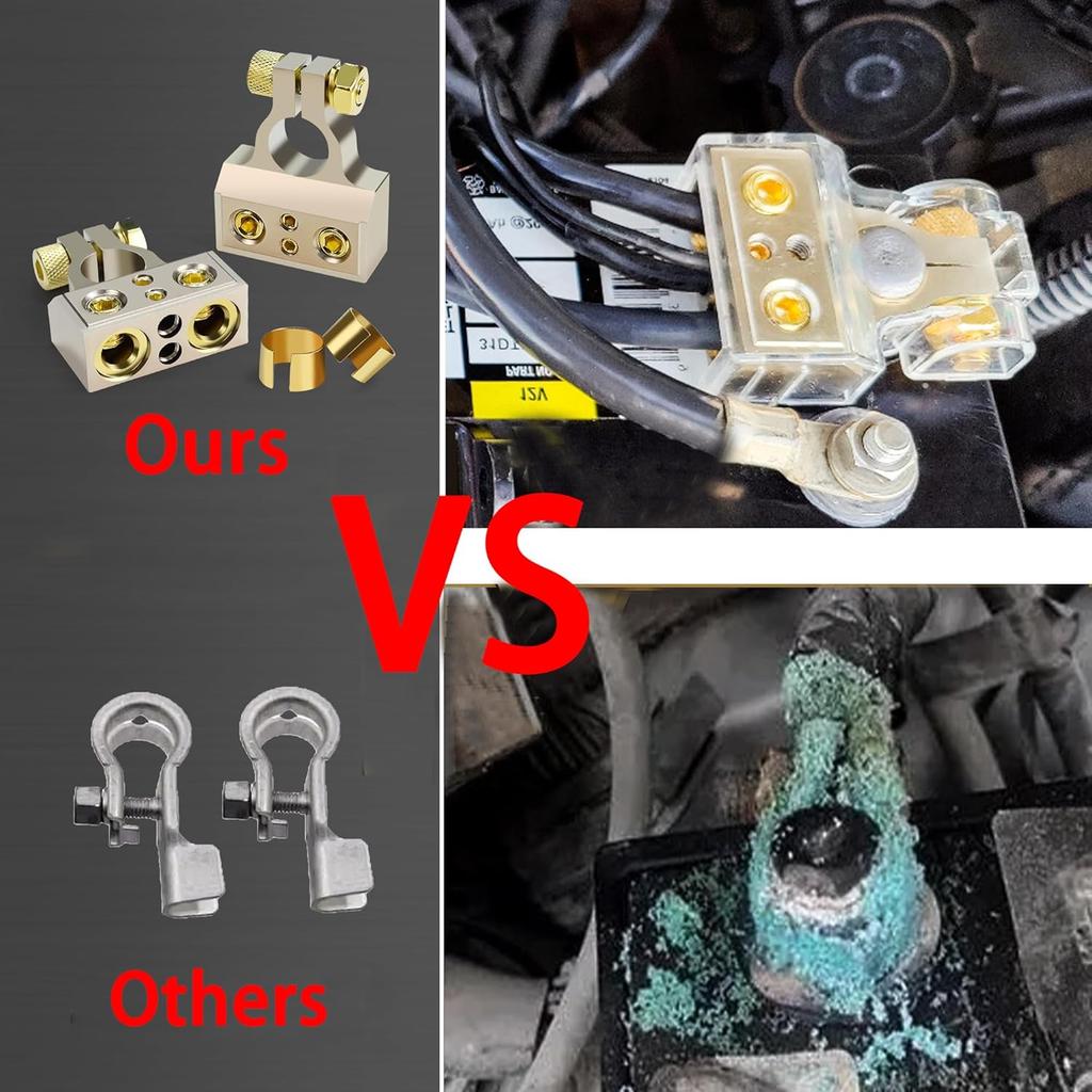 Battery Terminal Connectors,0/2/4/6/8/10 AWG Battery Terminals,Heavy Duty Car Battery Terminal,Top Post Multiple Battery Terminal,Positive Negative
