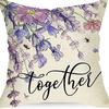 Plant and Flower Linen Pillowcase Purple Lavender Printed Pillow Cushion Cover Home Sofa