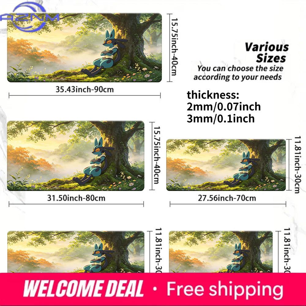 Lucario Peaceful Forest Morning TCG Playmat NonSlip Desk Mat 30x80x0.2cm