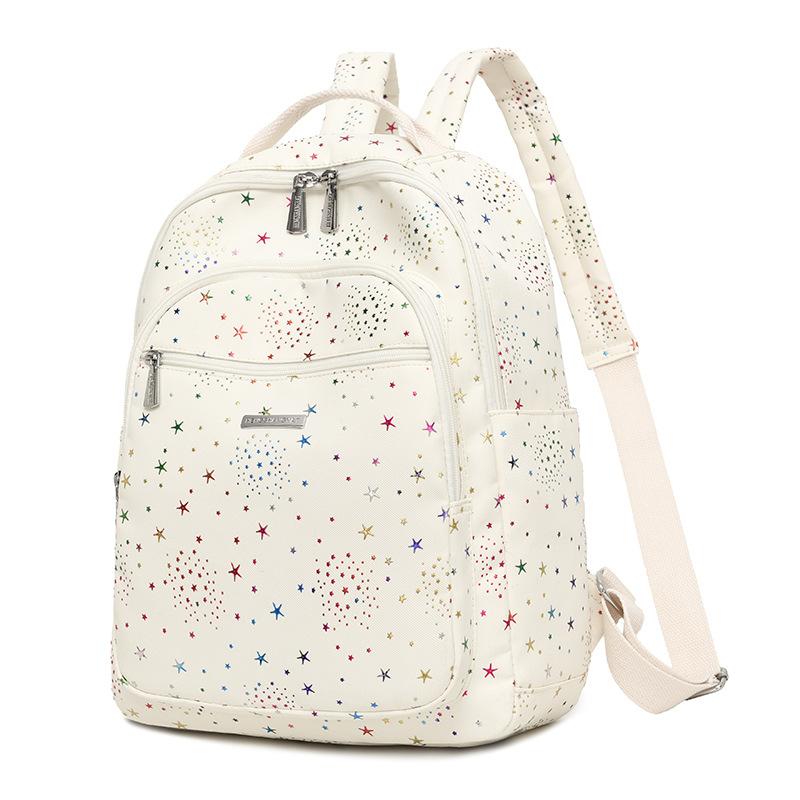 Junior High School Student Schoolbag Women Star Printed Large Capacity Backpack бежевый