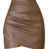 High-Waisted Black A-Line Irregular Leather Short Skirt for Women, Spring/Winter 2026