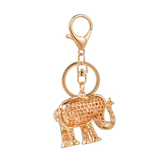 Keychain Pendant 3D Cartoon Elephant Design Sparkling Rhinestones Inlaid Key Chain with Lobster Clasp Key Ring Bags Accessories