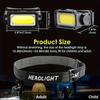 Portable Headlamp Type-C Rechargeable LED Wave Sensor Headlight Strong Light Outdoor Camping Fishing Night Running Head Lamp