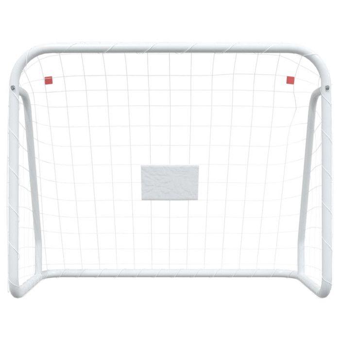 VidaXL But de football et filet blanc 125x96x60 cm acier et polyester, filet de football, filet de but de football, but de 93732