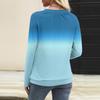 Women's Casual Fashion V-Neck Raglan Pleated Color Long Sleeve Top