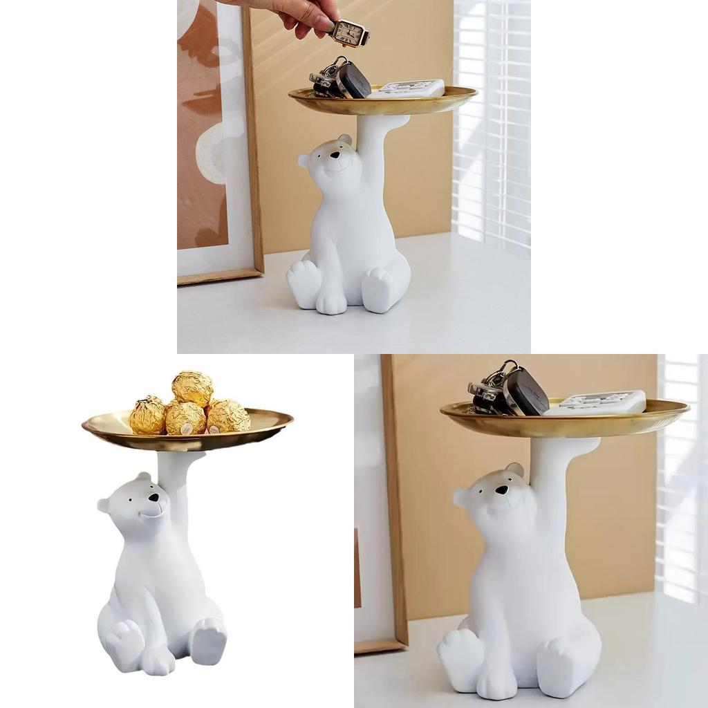 Modern Arctic Bear Key Holder Tray With Silicone Material For Living Room Decor