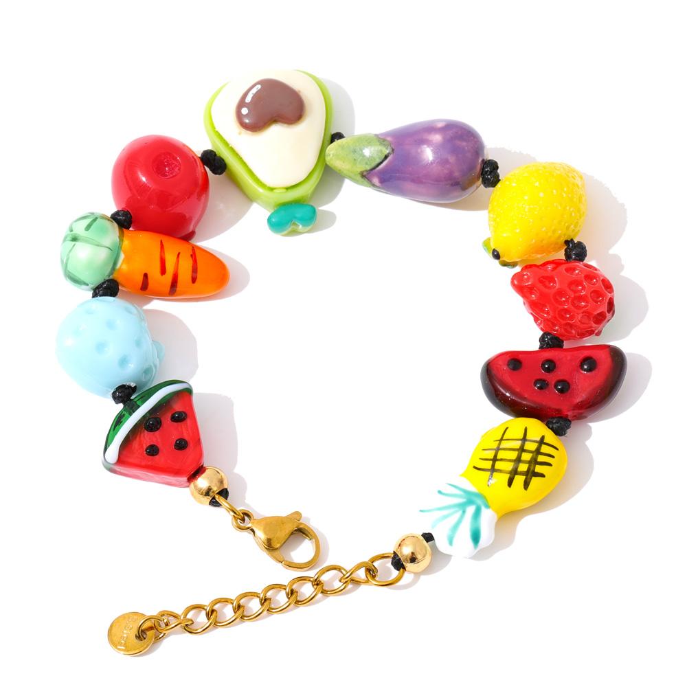 Eetit Plastic Ceramic Fruit Watermelon Chain Sweet Bracelet Bangle Stylish Sweet Design Stainless Steel Arrivals Jewelry Gift