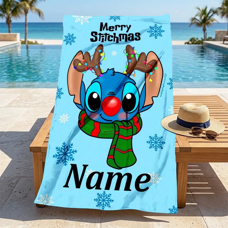 Custom Name Stitch Fantasy Stylish Digital Printing Beach Towel Quick‑Drying Absorbent Blanket for Beach Pool Gym Travel