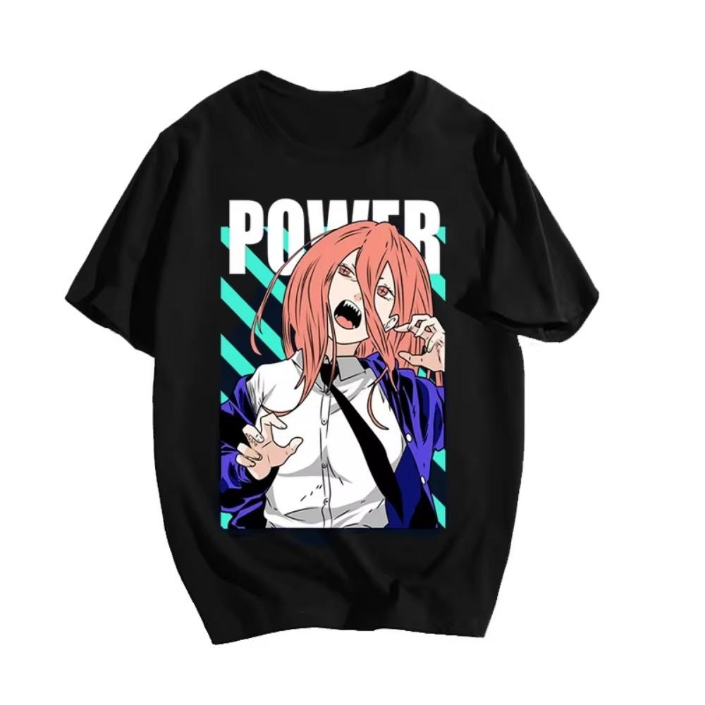 Summer Chainsaw Man Japanese Cartoon Print Cotton Men T-Shirts Short Sleeve Oversized Graphic Fashion Casual Men's Clothing Tees