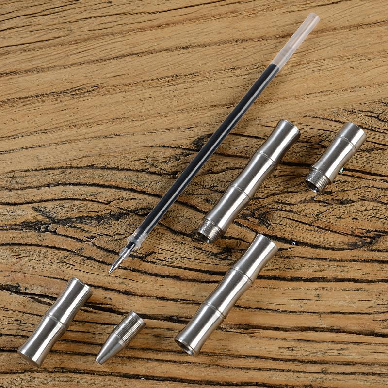 Stainless Steel Bamboo Style Ballpoint Pen – Metal Business Gift & Student Stationery