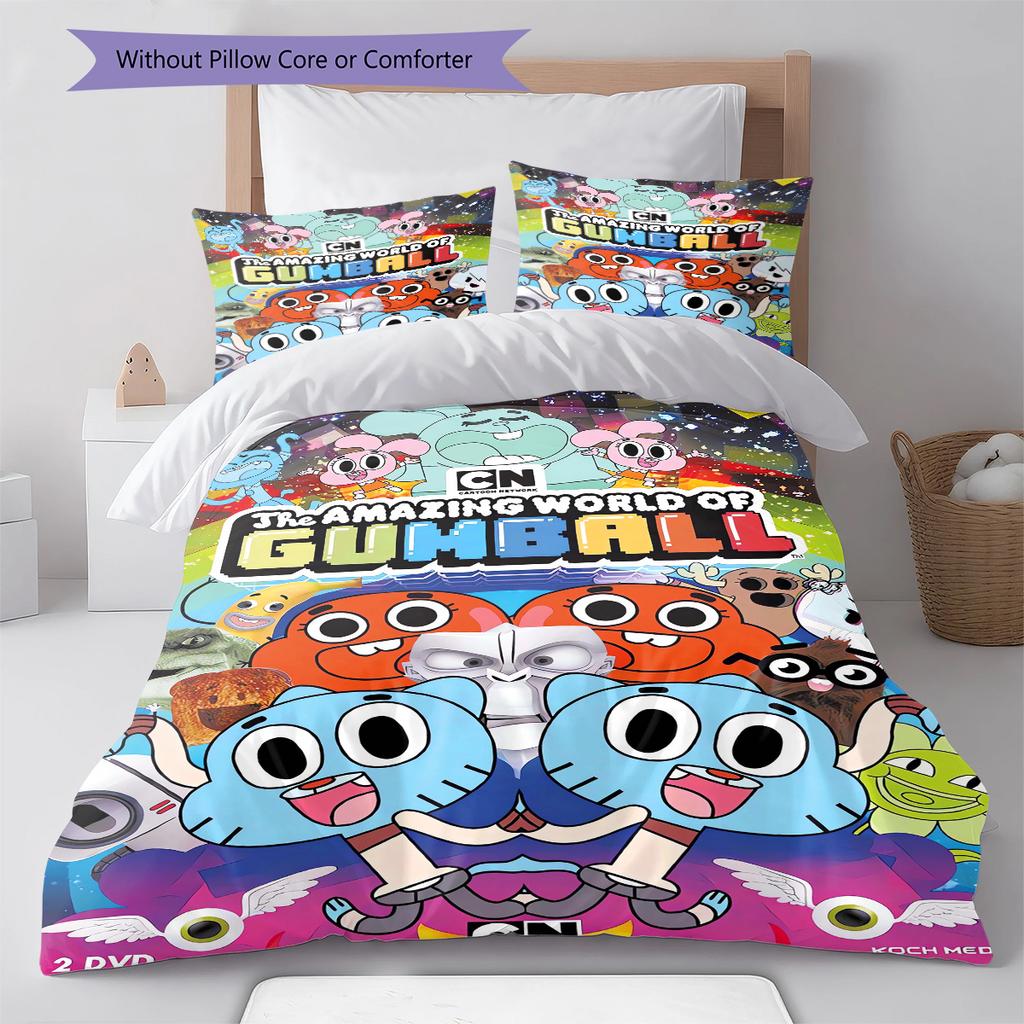 Gumball Amazing World Pattern Bedding Quilt Set Quilt Cover Pillowcase Home Decoration Gift (1 * Duvet Cover + 2 * Pillowcase, Without Core)