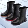 Beef Tendon Rain Shoes Men's Medium Tube Waterproof, Non-slip and Wear-resistant Rain Boots Warm Fishing Kitchen Water Boots Work Rubber Shoes