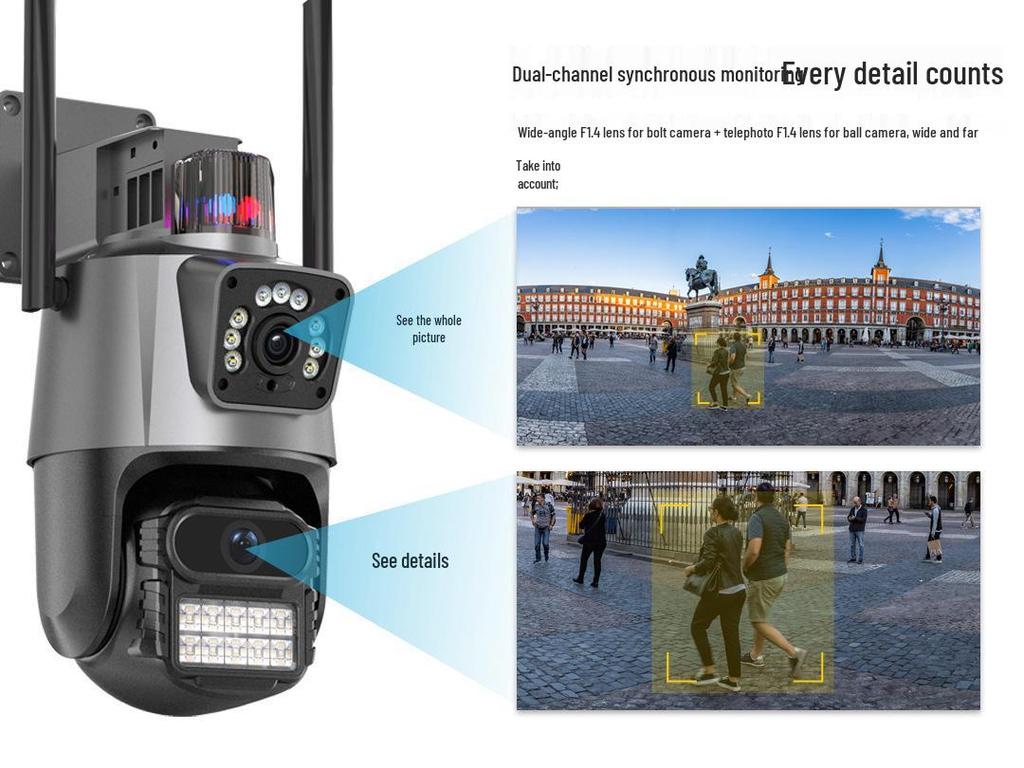 P11 Dual Lens 4G WiFi PTZ Outdoor Surveillance Camera with Dual Antennas and Dual Screens